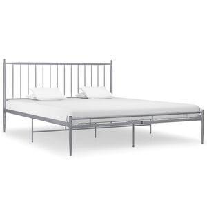 vidaXL Cadre de lit sans matelas gris m&eacute;tal 200x200 cm
