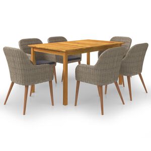 vidaXL Ensemble &agrave; manger de jardin 7 pcs Marron