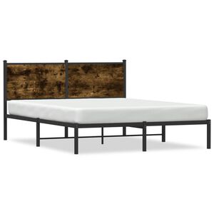 vidaXL Cadre de lit en m&eacute;tal sans matelas ch&ecirc;ne fum&eacute; 140x200 cm