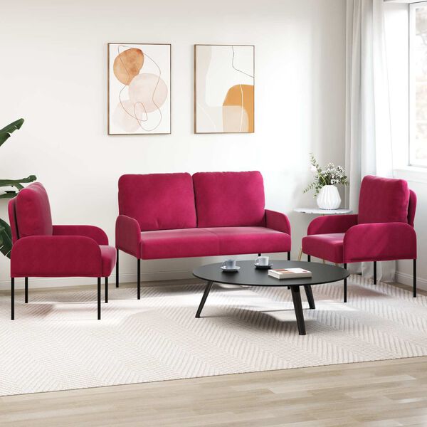 vidaXL Ensembles de canap&eacute;s 3 pcs Bordeaux 115 x 56 x 80 cm