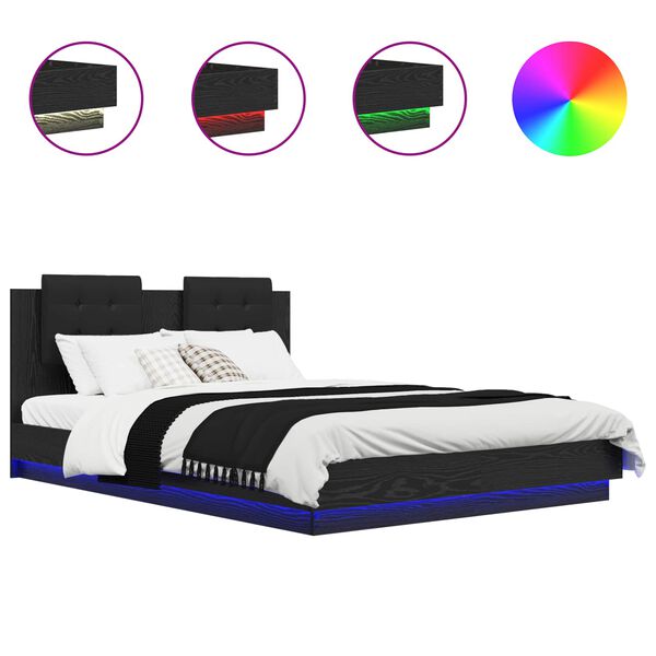 vidaXL Cadre de lit avec t&ecirc;te de lit Ch&ecirc;ne noir 120 x 200 cm