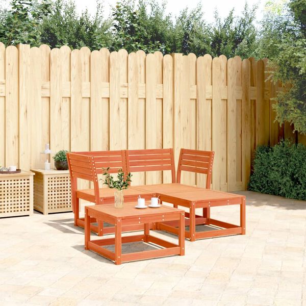 vidaXL Salon de jardin 3 pcs cire marron bois de pin massif
