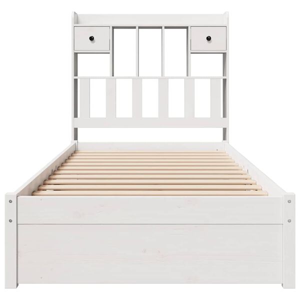 vidaXL Lit biblioth&egrave;que sans matelas blanc 75x190cm bois de pin massif