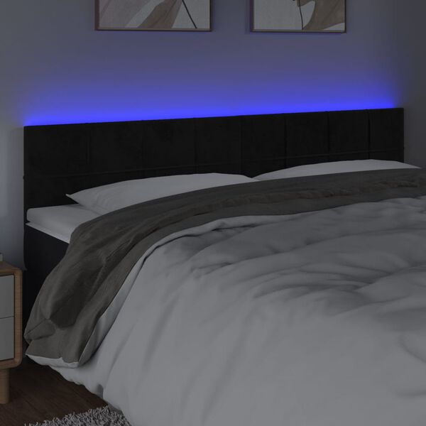 vidaXL T&ecirc;te de lit &agrave; LED Noir 180x5x78/88 cm Velours