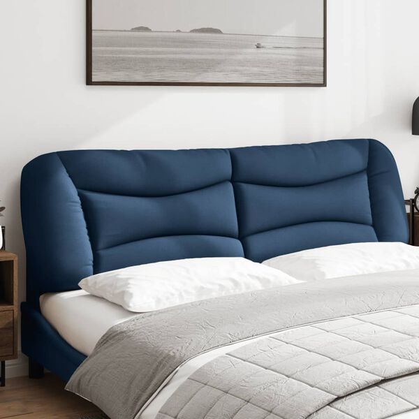 vidaXL Coussin de t&ecirc;te de lit Hvar bleu 180 cm tissu