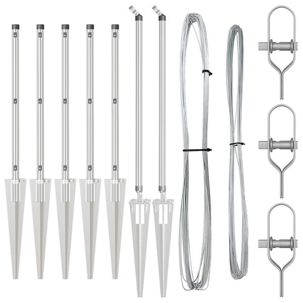 vidaXL Poteaux de clôture 7 pcs Argent Ø32mm 100 cm Acier galvanisé
