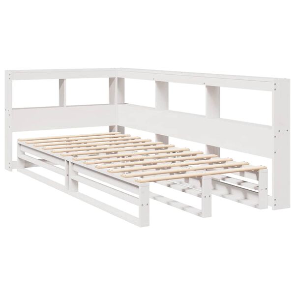 vidaXL Lit bibliothèque sans matelas blanc 75x190cm bois de pin massif