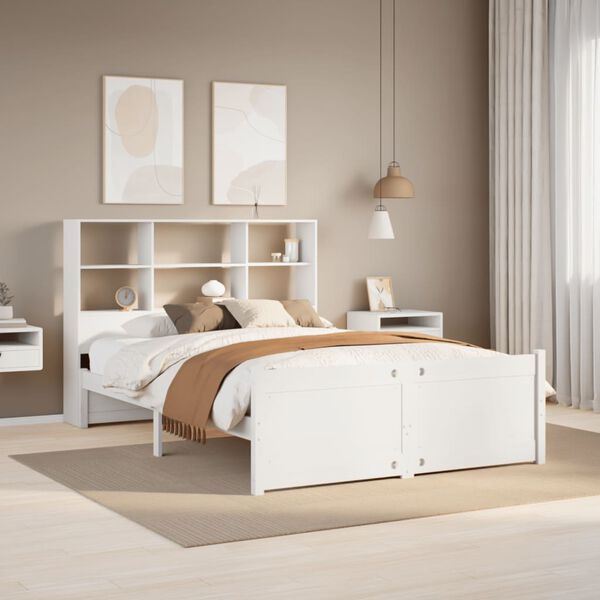 vidaXL Lit biblioth&egrave;que sans matelas blanc 160x200 cm bois pin massif