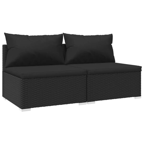 vidaXL Salon de jardin 2 pcs avec coussins R&eacute;sine tress&eacute;e Noir