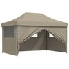 vidaXL Tente de r&eacute;ception pliable escamotable 4 parois lat&eacute;rales taupe