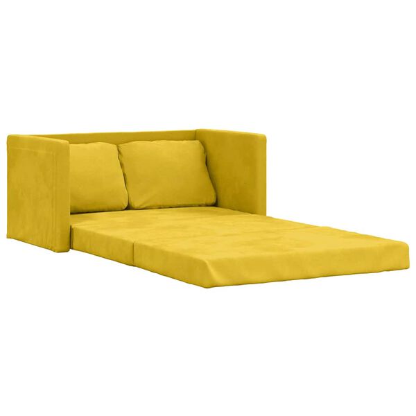 vidaXL Canap&eacute;-lit 2 en 1 jaune fonc&eacute; 122x204x55 cm velours