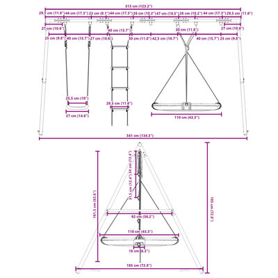 vidaXL Jeu d'extérieur de balançoire échelle et balançoire soucoupe