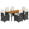 vidaXL Ensemble &agrave; manger de jardin coussins 7pcs Noir R&eacute;sine tress&eacute;e