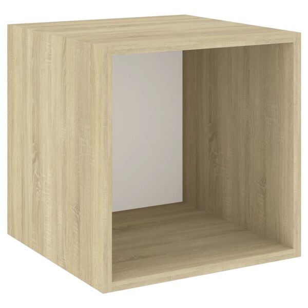 vidaXL Armoire murale Blanc et ch&ecirc;ne Sonoma 37x37x37cm Bois ing&eacute;nierie