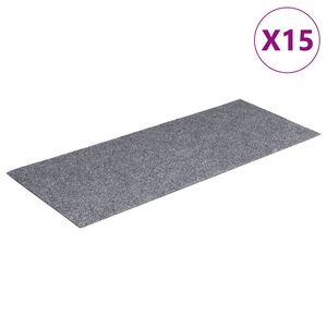 vidaXL Tapis d'escalier autocollants 15 pi&egrave;ces 60 x 25 cm Gris clair Rectangulaire