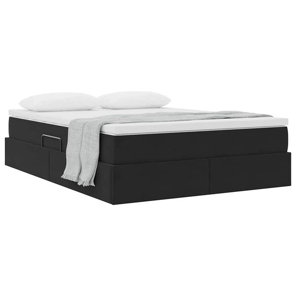 vidaXL Lit avec rangement et matelas Noir 140 x 200 cm Velours