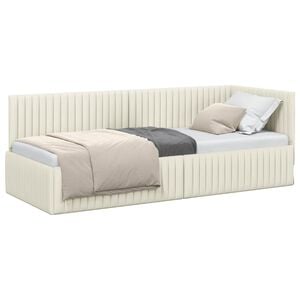 vidaXL Cadre de lit d'angle Cr&egrave;me 80 cm x 200 cm Velours