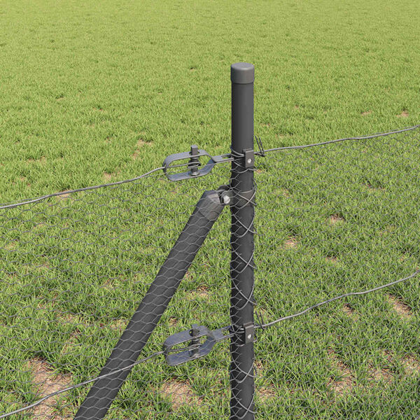 vidaXL Poteau de cl&ocirc;ture. Gris 25 x 0,8 m (maille 13 mm) Acier et PVC