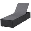 vidaXL Chaise longue avec coussin R&eacute;sine tress&eacute;e Noir