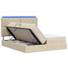 vidaXL Lit de rangement LED avec matelas Cr&egrave;me 180 x 200 cm Tissu