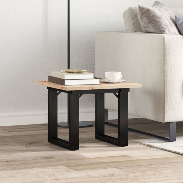 vidaXL Table basse cadre en O 50x50x35 cm bois de pin massif et acier