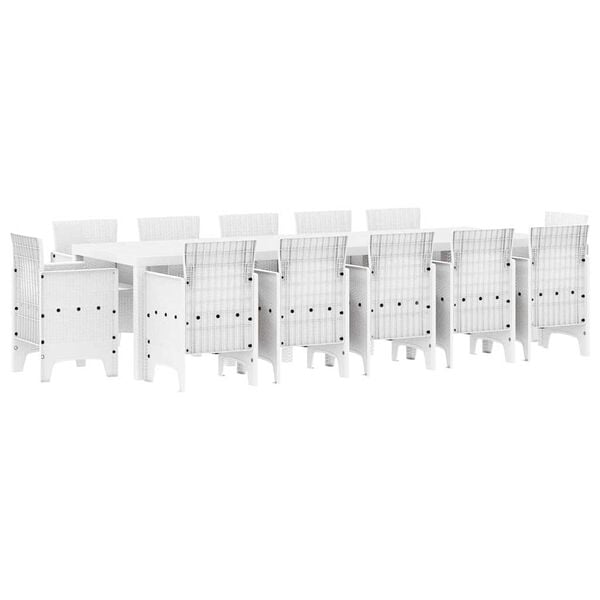 vidaXL Ensemble de salle à manger pour jardin 13 pcs Blanc Poly rotin