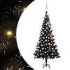 vidaXL Arbre de No&euml;l artificiel pr&eacute;-&eacute;clair&eacute; et boules noir 120 cm PVC