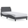 vidaXL Cadre de lit Dover Gris fonc&eacute; 90x190 cm velours