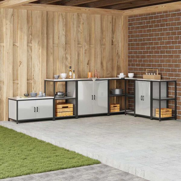 vidaXL Rangement de cuisine avec &eacute;tag&egrave;re Argent 60 x 50 x 92 cm Acier