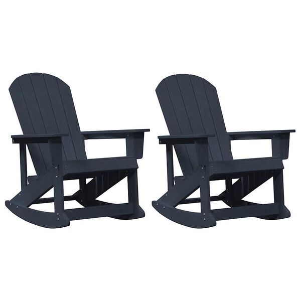 vidaXL Chaises Ber&ccedil;antes Adirondack 2 pcs Bleu marine HDPE