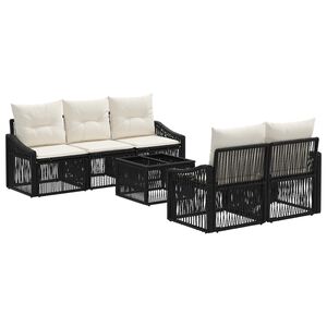 vidaXL Ensemble de canap&eacute; de jardin 6 pc Noir polyrotin
