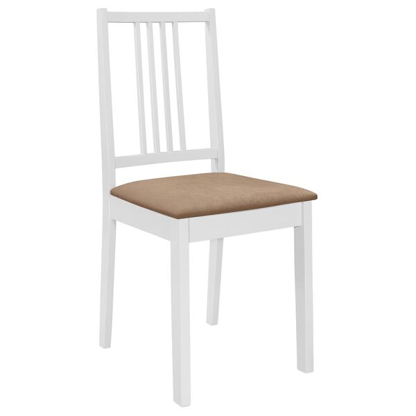 vidaXL Chaises à manger avec coussins lot de 4 blanc bois solide