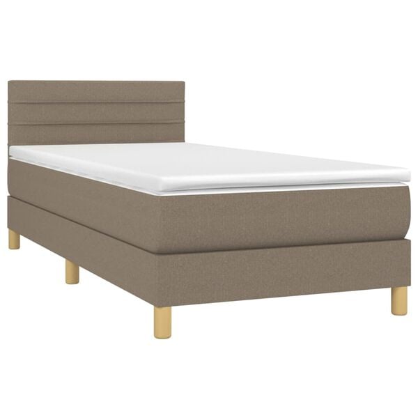vidaXL Sommier &agrave; lattes de lit avec matelas Taupe 90x190 cm Tissu