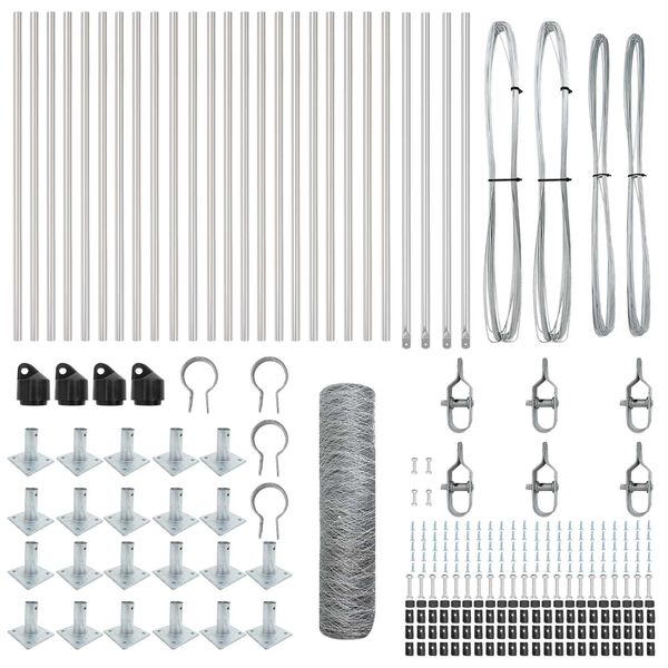 vidaXL Poteau de cl&ocirc;ture. Argent&eacute; 50 x 1 m (maille de 50 mm) Acier