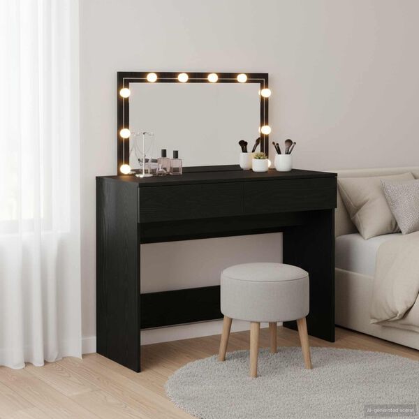 vidaXL Table de Toilette avec tiroir Ch&ecirc;ne noir 100 x 40 x 120 cm