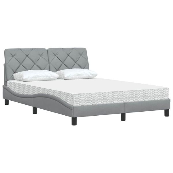vidaXL Lit avec matelas gris clair 140x200 cm tissu