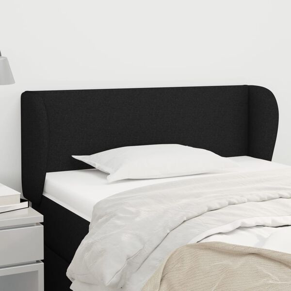 vidaXL T&ecirc;te de lit avec oreilles Noir 93x23x78/88 cm Tissu