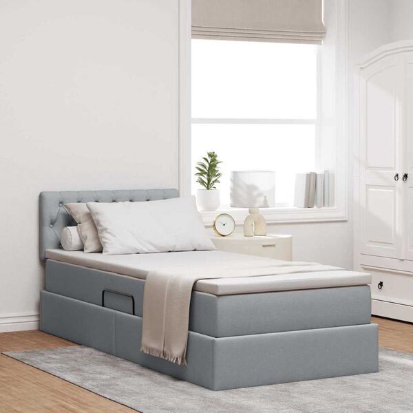 vidaXL Lit avec rangement et matelas Gris clair 90 x 190 cm