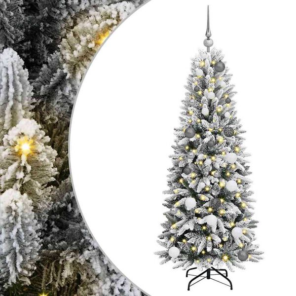 vidaXL Sapin de No&euml;l artificiel avec 150 LED avec support Blanc 150 cm