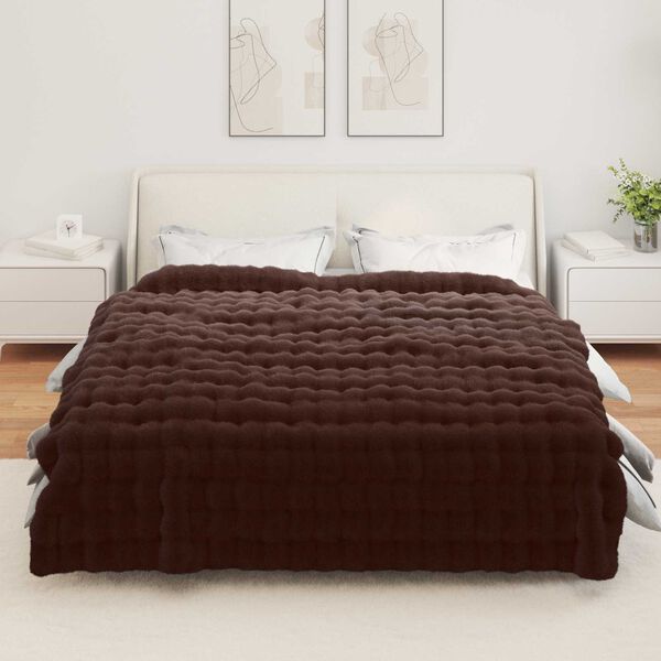 vidaXL Couverture en Fourrure de Lapin Synth&eacute;tique 4 pcs Camel