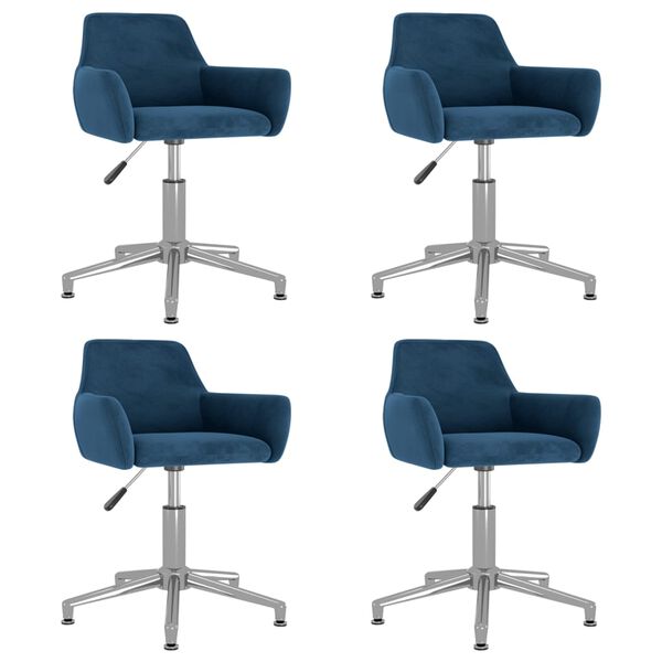 vidaXL Chaises pivotantes &agrave; manger lot de 4 Bleu Velours
