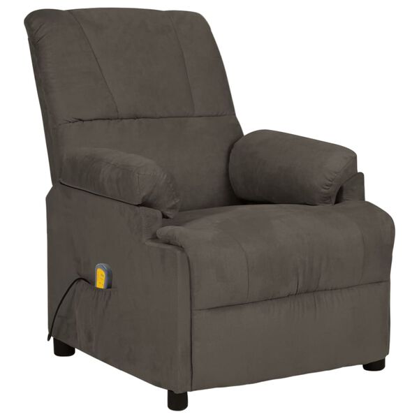vidaXL Fauteuil de massage Gris fonc&eacute; Similicuir daim