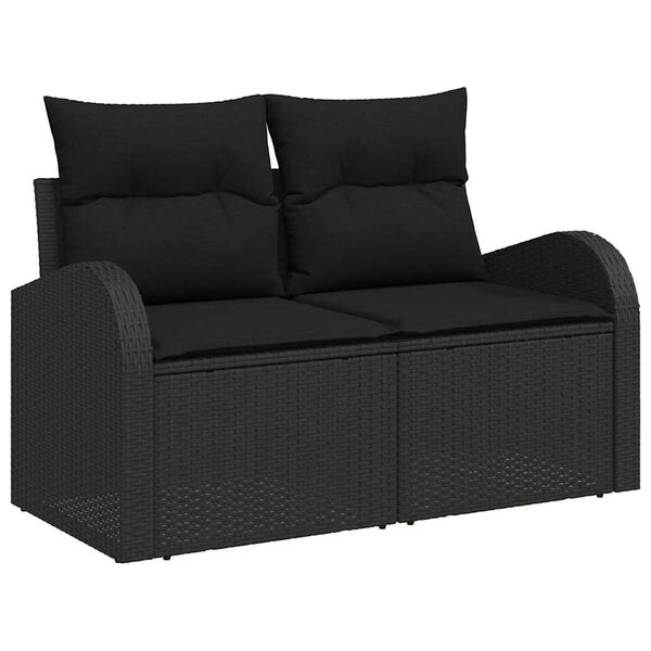 vidaXL Ensemble de Canap&eacute;s avec coussin avec stockage Noir polyrotin