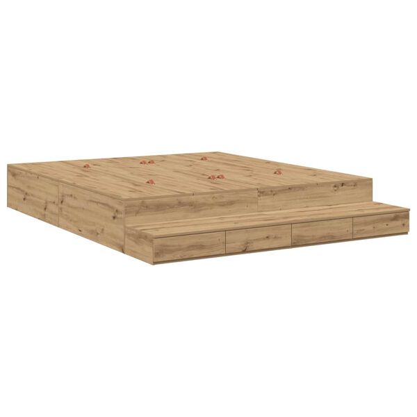 vidaXL Cadre de lit avec rangement avec tiroir ch&ecirc;ne artisanal