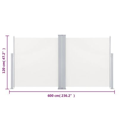 vidaXL Auvent latéral rétractable Crème 117x600 cm