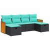 vidaXL Salon de jardin 6 pcs avec coussins noir r&eacute;sine tress&eacute;e