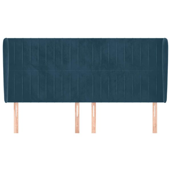 vidaXL T&ecirc;te de lit avec oreilles Bleu fonc&eacute; 163x23x118/128 cm Velours