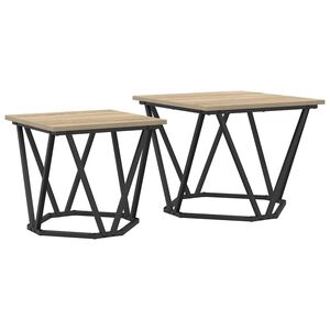 vidaXL Ensemble de tables d'appoint 2 pc Ch&ecirc;ne Sonoma 50 x 50 x 40 cm