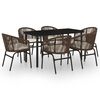 vidaXL Ensemble &agrave; manger de jardin 7 pcs Marron