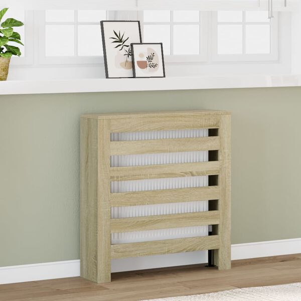 vidaXL Cache-radiateur ch&ecirc;ne sonoma 78x20x82 cm bois d'ing&eacute;nierie